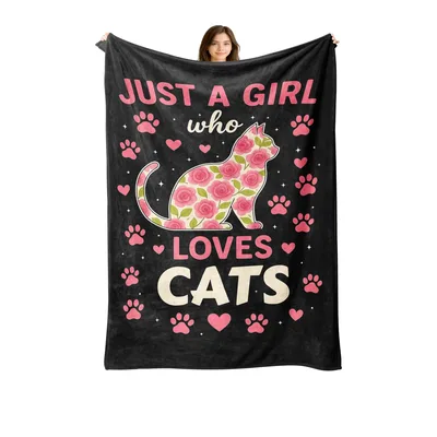 Rose Cat Paw Prints Blanket for Cat Lovers