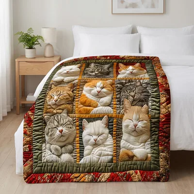 Sleeping Cats Quilt Blanket for Cat Lovers