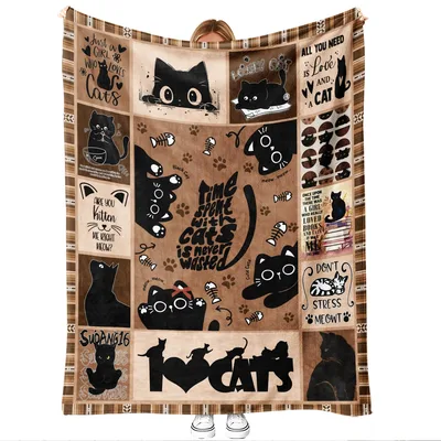 Black Cat Collage Cat Lover Blanket: Cozy Cat Gift