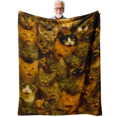 Cat Face Pattern Blanket for Cat Lovers and Their Homes