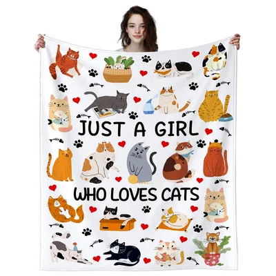 Just a Girl Blanket: Whimsical Cat Lover Design