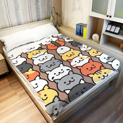 Cartoon Cats Pattern Blanket: A Cozy Fleece Throw for Feline Lovers