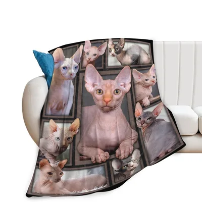 Sphynx Cats Collage Blanket: A Photo Grid of Hairless Felines