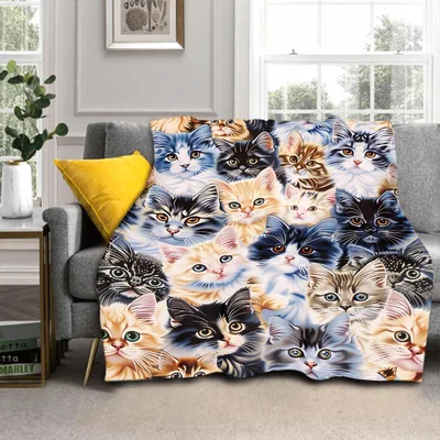 Kittens Photo Collage Blanket: A Vibrant Array of Feline Faces