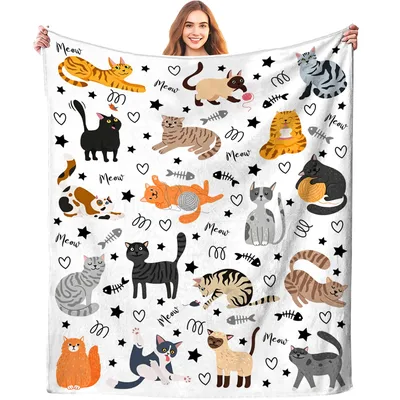 Cats and Hearts Pet Blanket: A Playful Feline Pattern for Cat Lovers