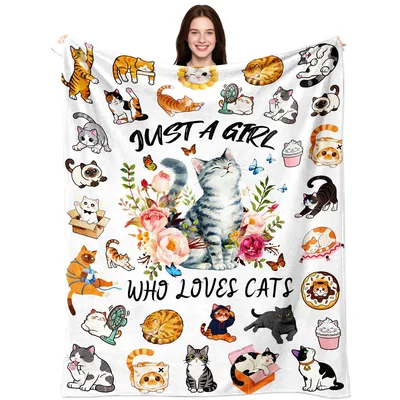 Just a Girl Blanket: Feline Love Design for Cat Lovers