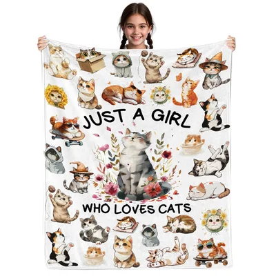 Just a Girl Blanket: Feline Love Design for Cat Lovers – Design 2