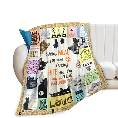 Cats Watching You Every Blanket: Feline Mealtime Watcher Design