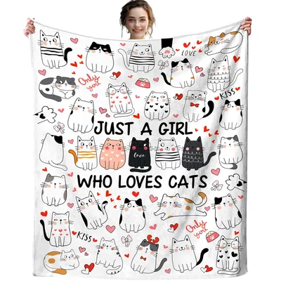 Just a Girl Blanket: Feline Love Design for Cat Lovers – Design 3