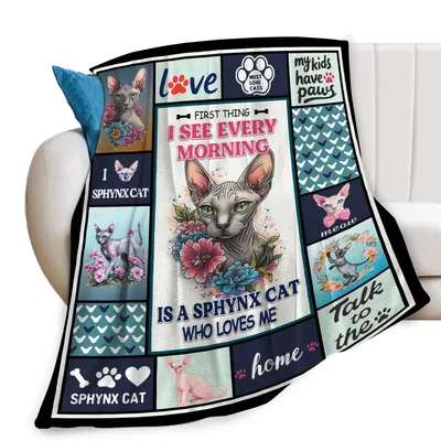 Sphynx Cat Who Loves Blanket: Hairless Feline Art Design