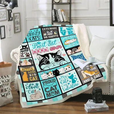 Best Cat Mom Quotes Blanket: Best cat MOM ever Collage Design