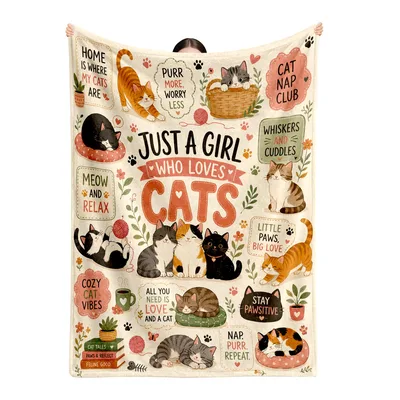 Just a Girl Blanket: Feline Love Design for Cat Enthusiasts