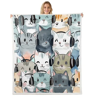 Cats Wearing Headphones Blanket: Cozy Feline Music Lovers
