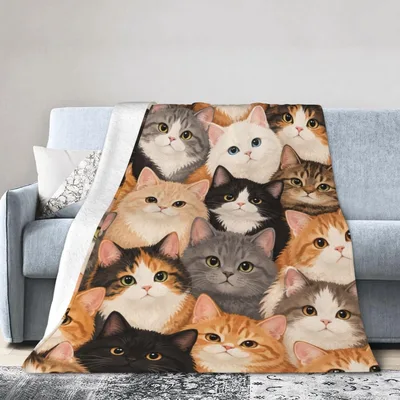 Collage of Cute Cats Blanket: Feline Faces for Your Favorite Spot