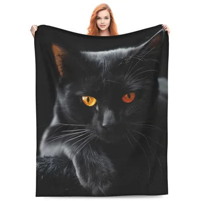Black Cat with Golden Blanket for Dark Aesthetic Pet Lovers