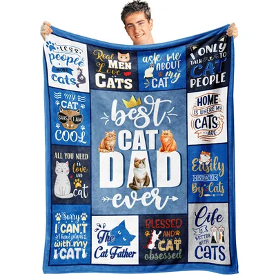 Best Cat Dad Ever Blanket: A Collage of Feline Love and Humor