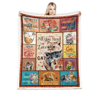 All You Need Is Love Cat Blanket: A Feline Collage Design