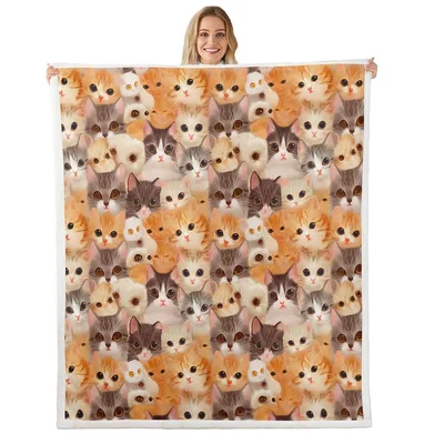 Many Cats Pattern Blanket: A Cute Feline Collage for Lovers