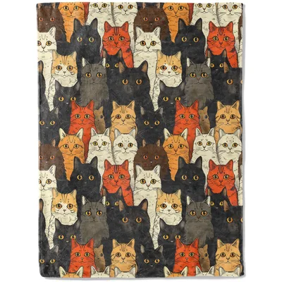 Cute Cats Pattern Blanket: A Packed Feline Face Design for Lovers
