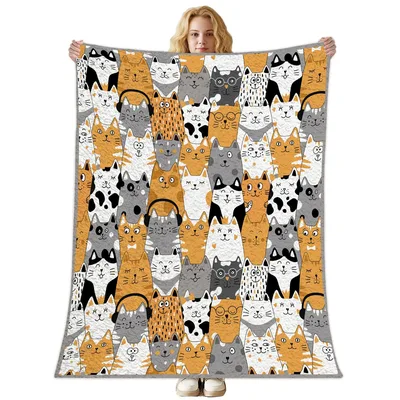Cute Cats Pattern Blanket: A Playful Feline Collage for Your Home