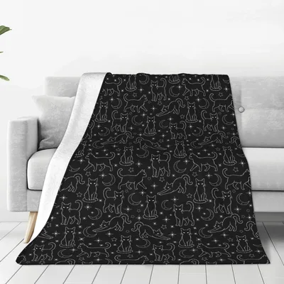 Black Cat Silhouette Pattern Blanket No. 2