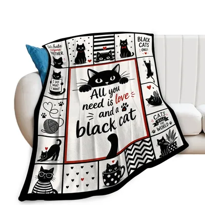 All You Need Is Love and a Black Blanket: A Black Cat Collage Design