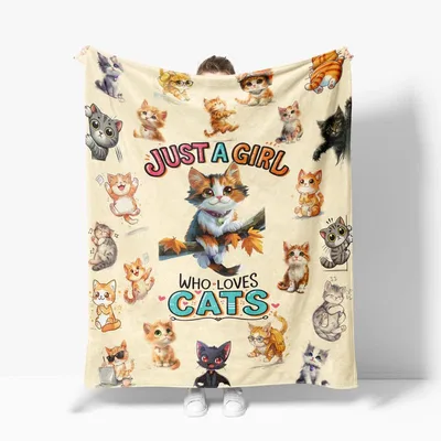 Just a Girl Blanket: Feline Lover Design with Cute Kittens