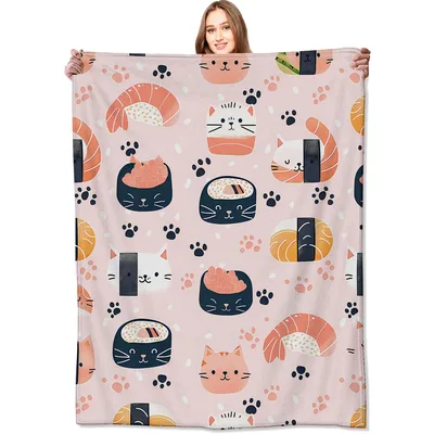 Sushi Cat Pattern Blanket