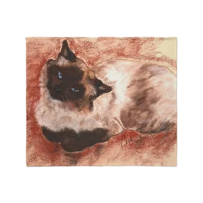 Siamese Cat Portrait Blanket No. 2: Artistic Feline Design