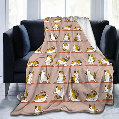 Cats Doing Yoga Pattern Blanket: Feline Flexibility Design