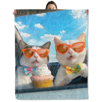 Cool Cats with Sunglasses Blanket: Feline Road Trip Fun