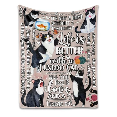 Life Is Better with a Tuxedo Blanket: Black and White Cat Art
