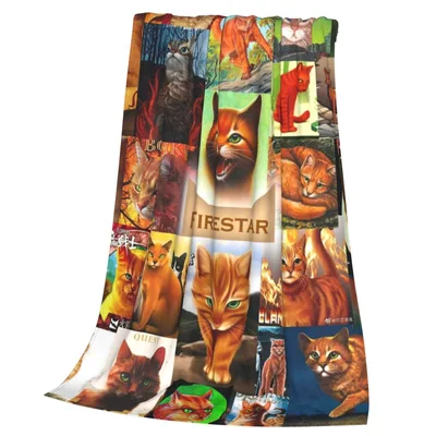 Colorful Cats Collage Blanket: Firestar Feline Art Design