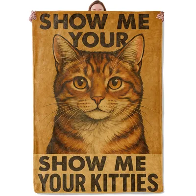 Show Me Your Kitties Blanket with Tabby Cat Art