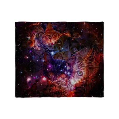 Cats in Galaxy Blanket: Cosmic Cat Collage for Space Lovers