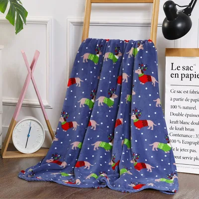 Dogs Blanket with Christmas Dachshunds in Knit Sweaters
