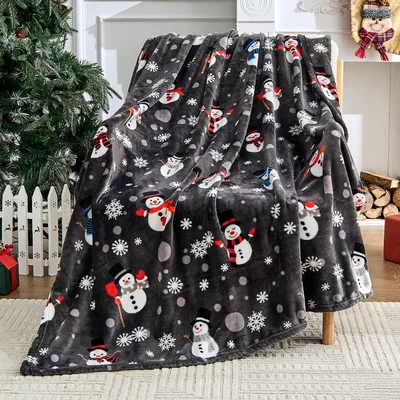 Snowman Snowflake Pattern Blanket for Winter Cozy Nights