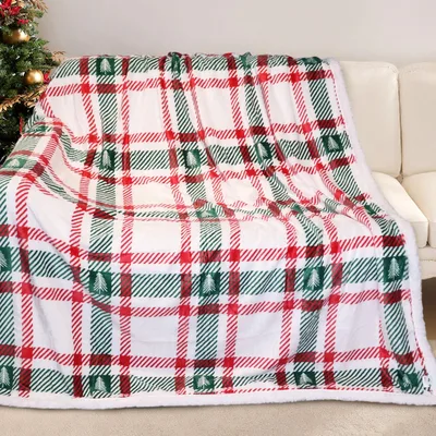 Holiday Plaid Blanket with Tiny Christmas Trees