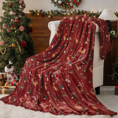 Dachshund Christmas Blanket for Holiday Cozy Nights