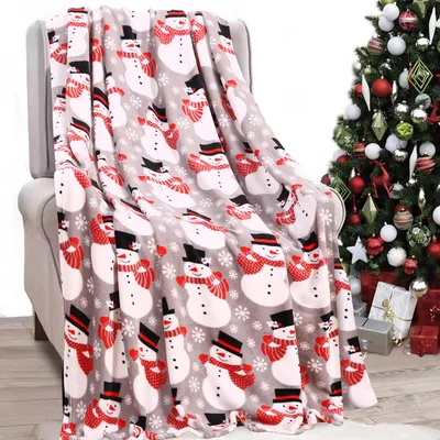 Snowmen with Scarves Pattern Blanket: Festive Winter Snowman Print