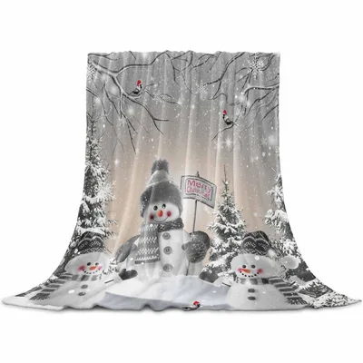 Merry Christmas Snowman Blanket for Cozy Winter Nights