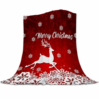 Reindeer Christmas Snowflakes Blanket