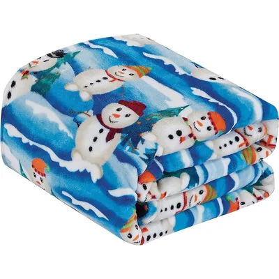 Snowman Winter Scene Blanket for Cozy Days