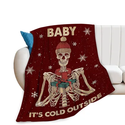 Cold Outside Skeleton Blanket: Winter Holiday Throw