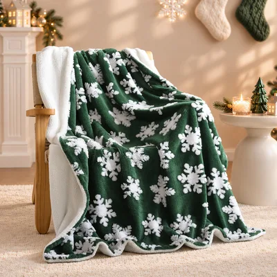 Green Snowflake Blanket for Cozy Winter Nights