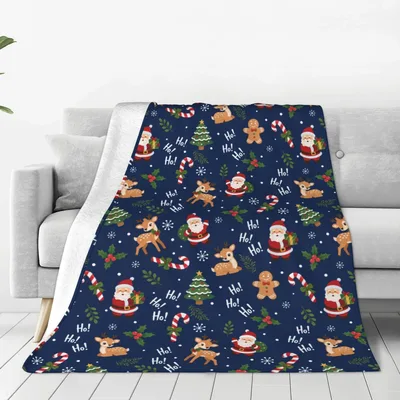 Santa Reindeer & Candy Blanket: Festive Holiday Throw