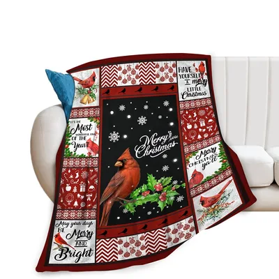 Merry Christmas Bird Blanket for Cozy Holiday Nights