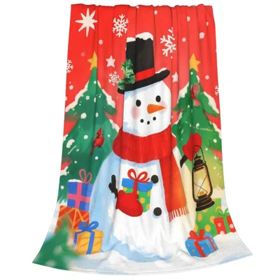 Winter Snowman Lantern Blanket for Cozy Holiday Nights