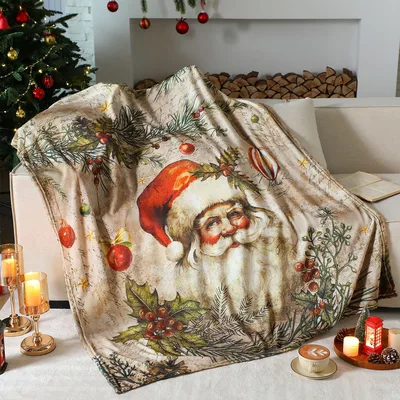 Vintage Santa Claus Christmas Blanket for Cozy Holidays