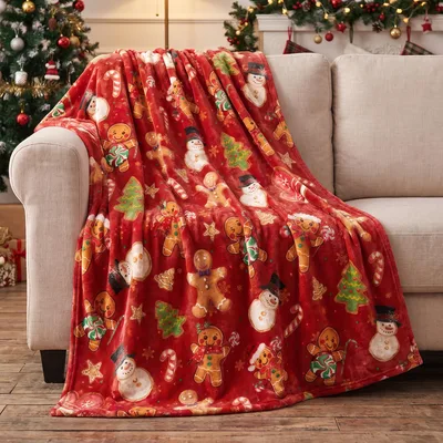 Gingerbread Men and Snowmen Blanket for Cozy Holiday Nights